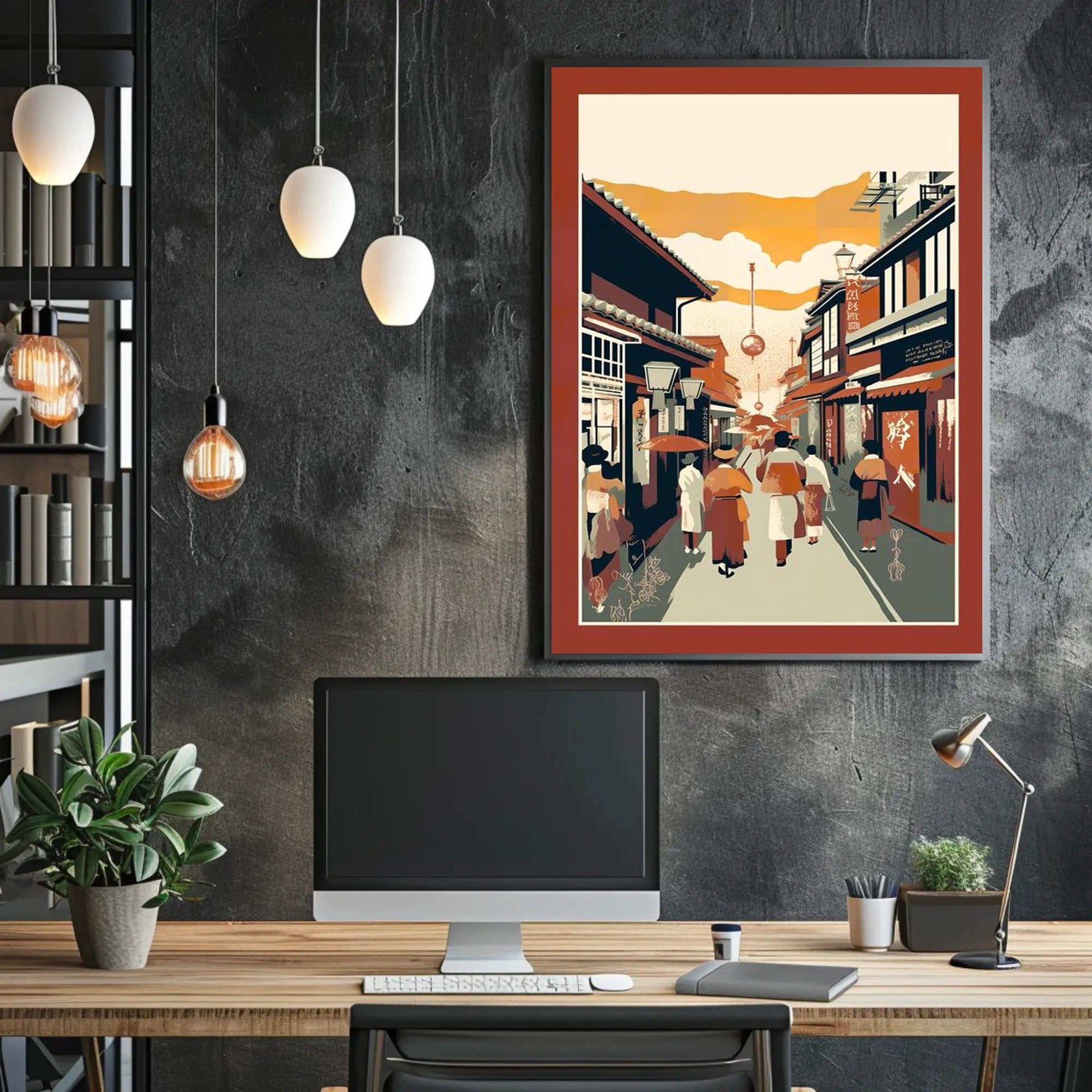 Strolling Through a Traditional Street Scene Poster