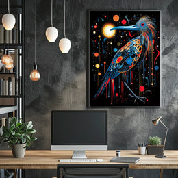 Vibrant Cosmic Bird in Abstract Artistic Poster