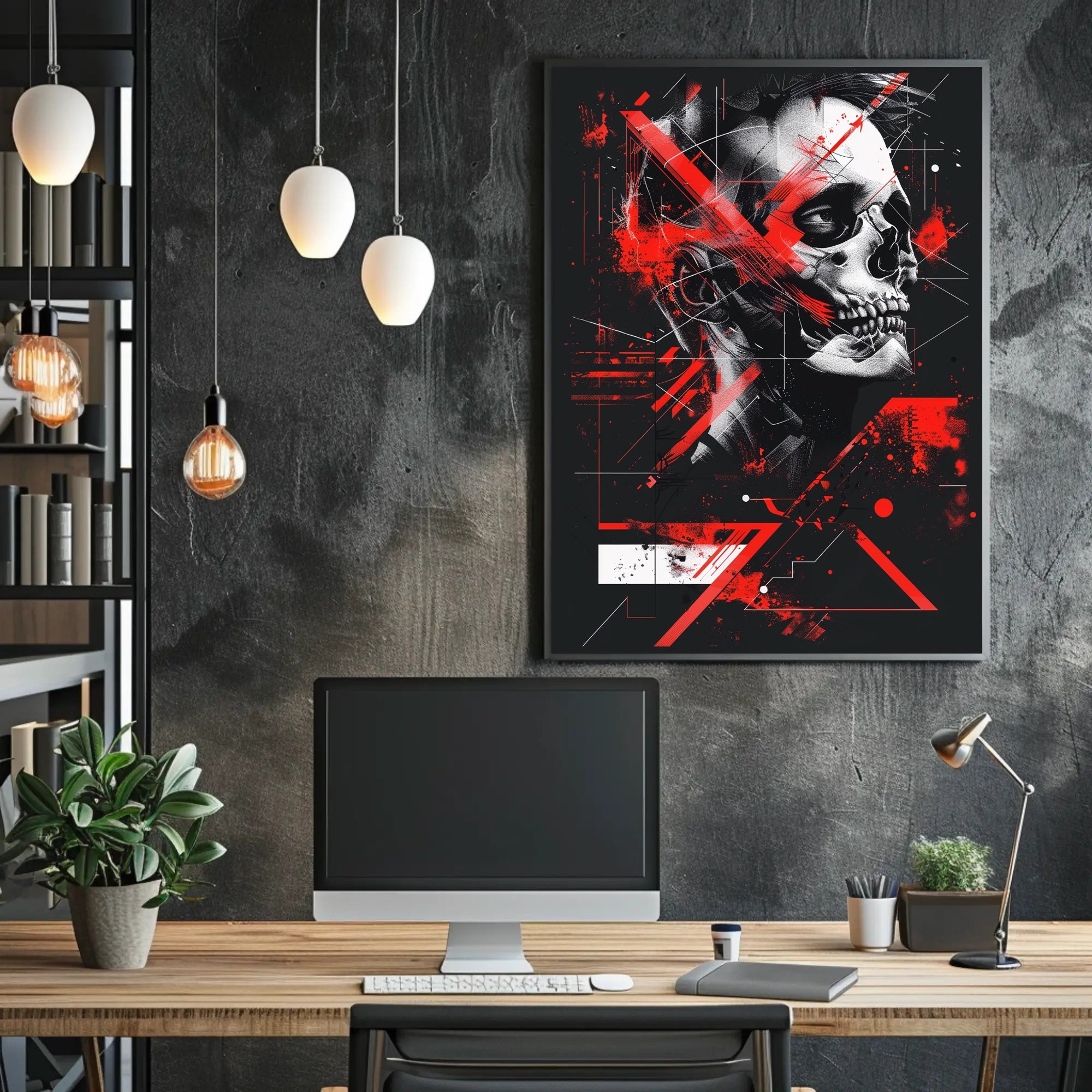 Skull Artistry: Edgy Abstract Design Futuristic Sci-Fi Poster PosterGoat