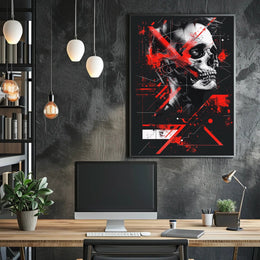 Skull Artistry: Edgy Abstract Design Futuristic Sci-Fi Poster PosterGoat