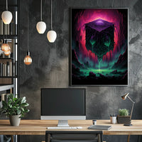 Mystical Cube In A Surreal Landscape Poster