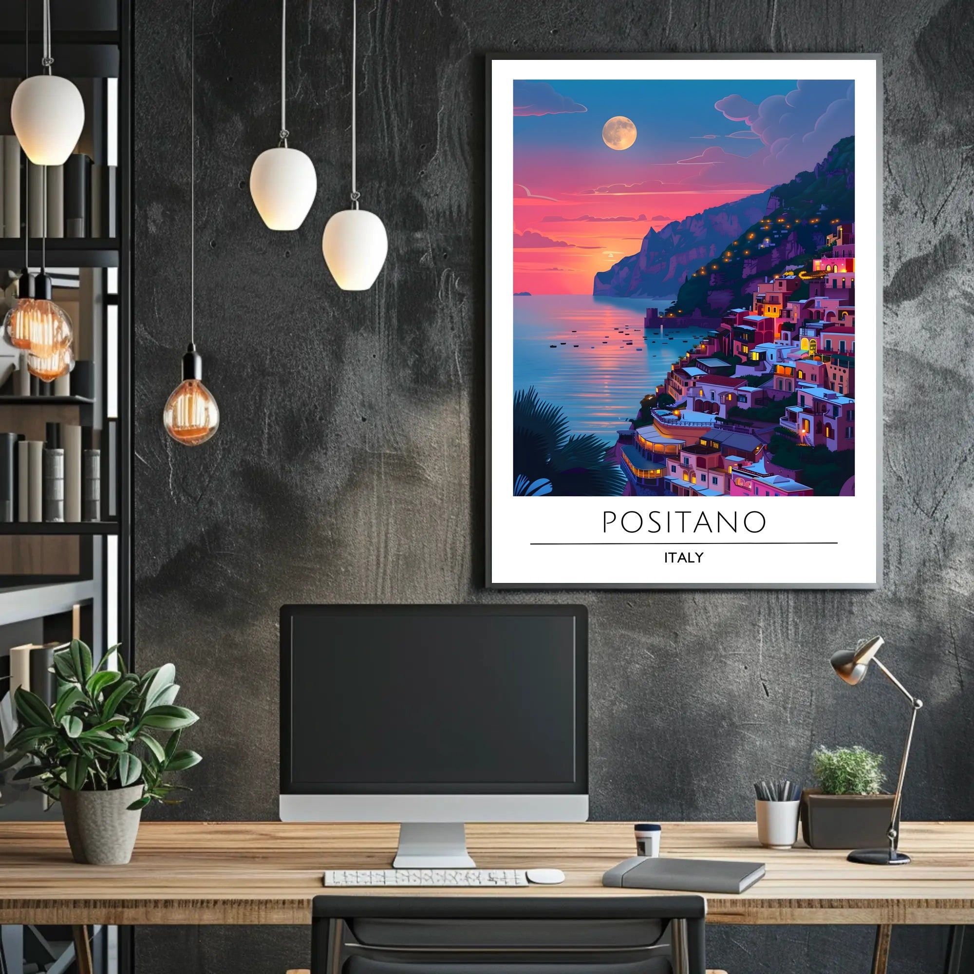 Positano Sunset Dreamscape Travel Poster