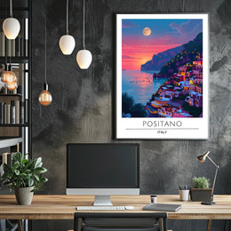 Positano Sunset Dreamscape Travel Poster