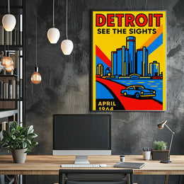 Discover Detroit See the Sights Poster PosterGoat