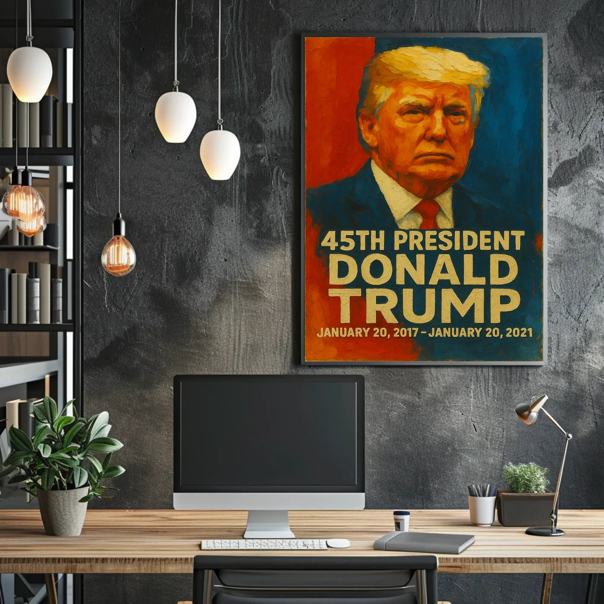 Donald Trump Vanguard Resolve Patriotic American Flag Leadership Expressionism Digital Painting Art Poster