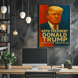 Donald Trump Vanguard Resolve Patriotic American Flag Leadership Expressionism Digital Painting Art Poster