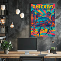 Chicago City Winter Heart Of The City Scene Poster