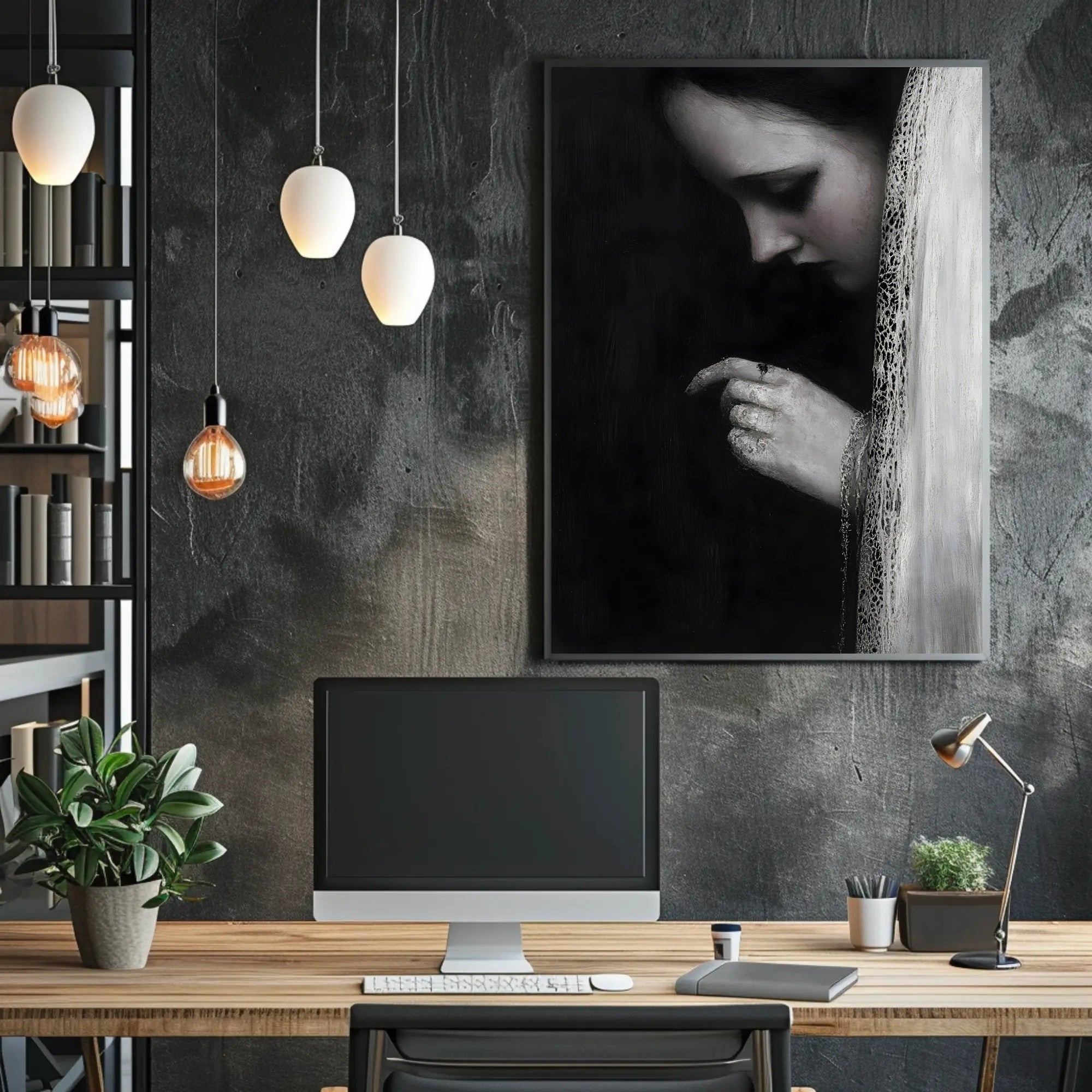 Veiled Elegance: Gothic Romantic Artistic Portrait Poster PosterGoat