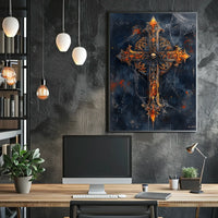 Gothic Skull Cross Art Print Poster
