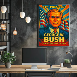 George W. Bush 43rd President of the United States Colorful Comic Book Style Poster