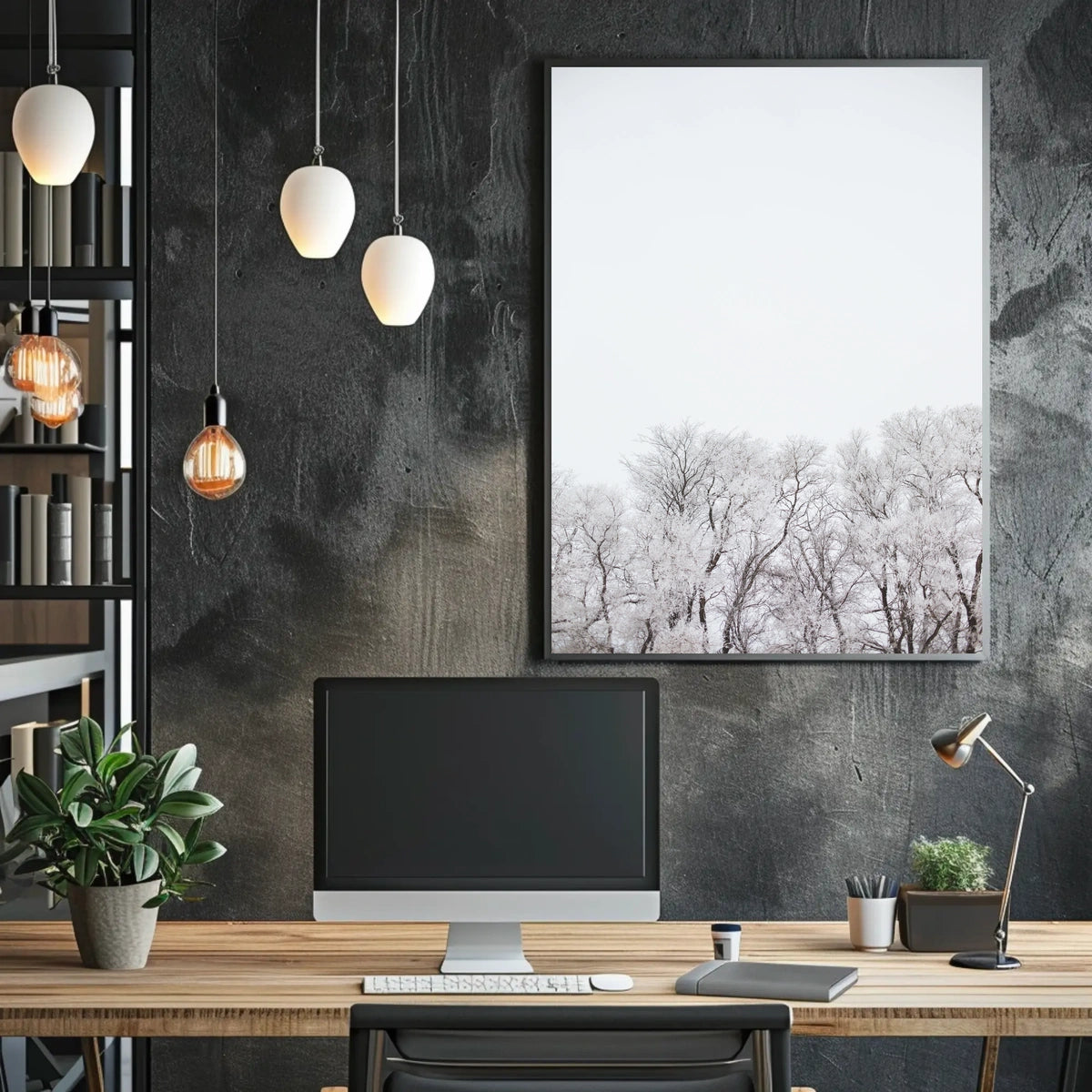 Serene Winter Landscape: Artistic and Minimalist Poster