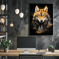 Stylized Wilderness Wolf Depiction Artistic Animal Poster