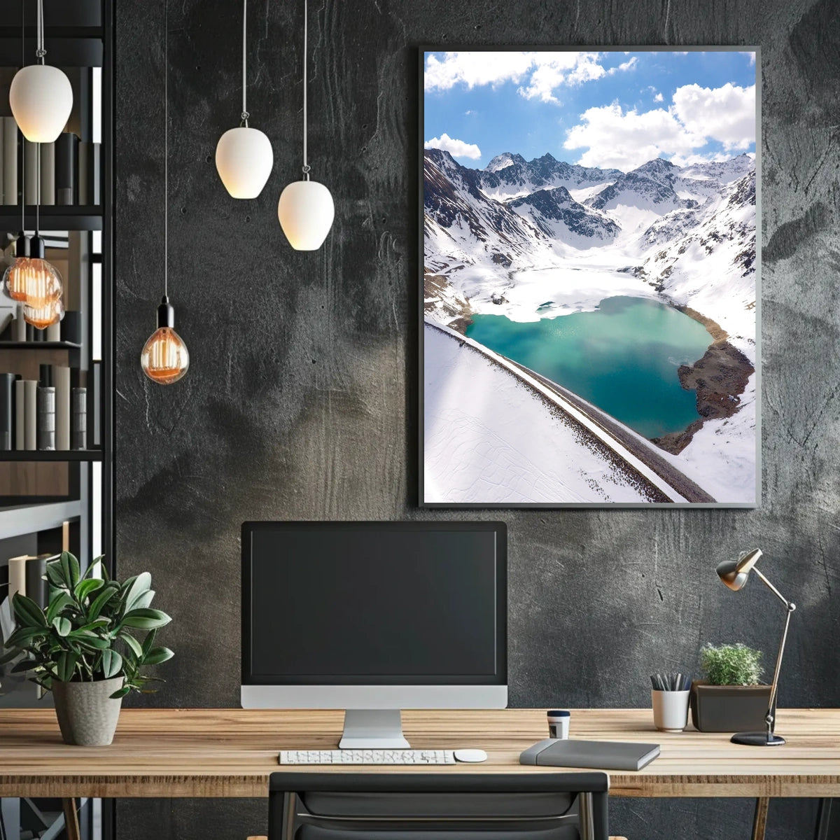 Stunning Alpine Lake and Mountain Landscape National Park Poster