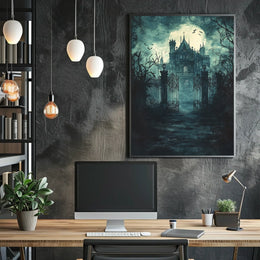Gothic Mansion Victorian Era Scene Artistic Poster