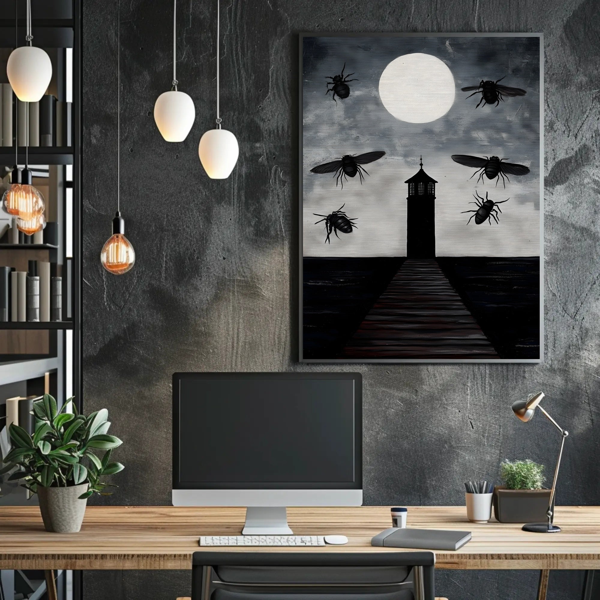Eerie Lighthouse Under Moonlight: Fantasy or Mythology Poster PosterGoat