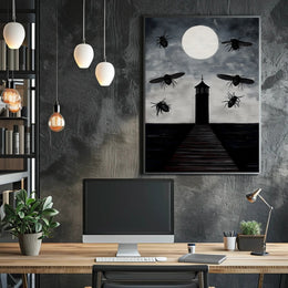 Eerie Lighthouse Under Moonlight: Fantasy or Mythology Poster PosterGoat