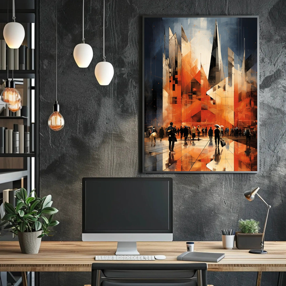 Majestic City Skyline Explored: Abstract, Artistic Poster