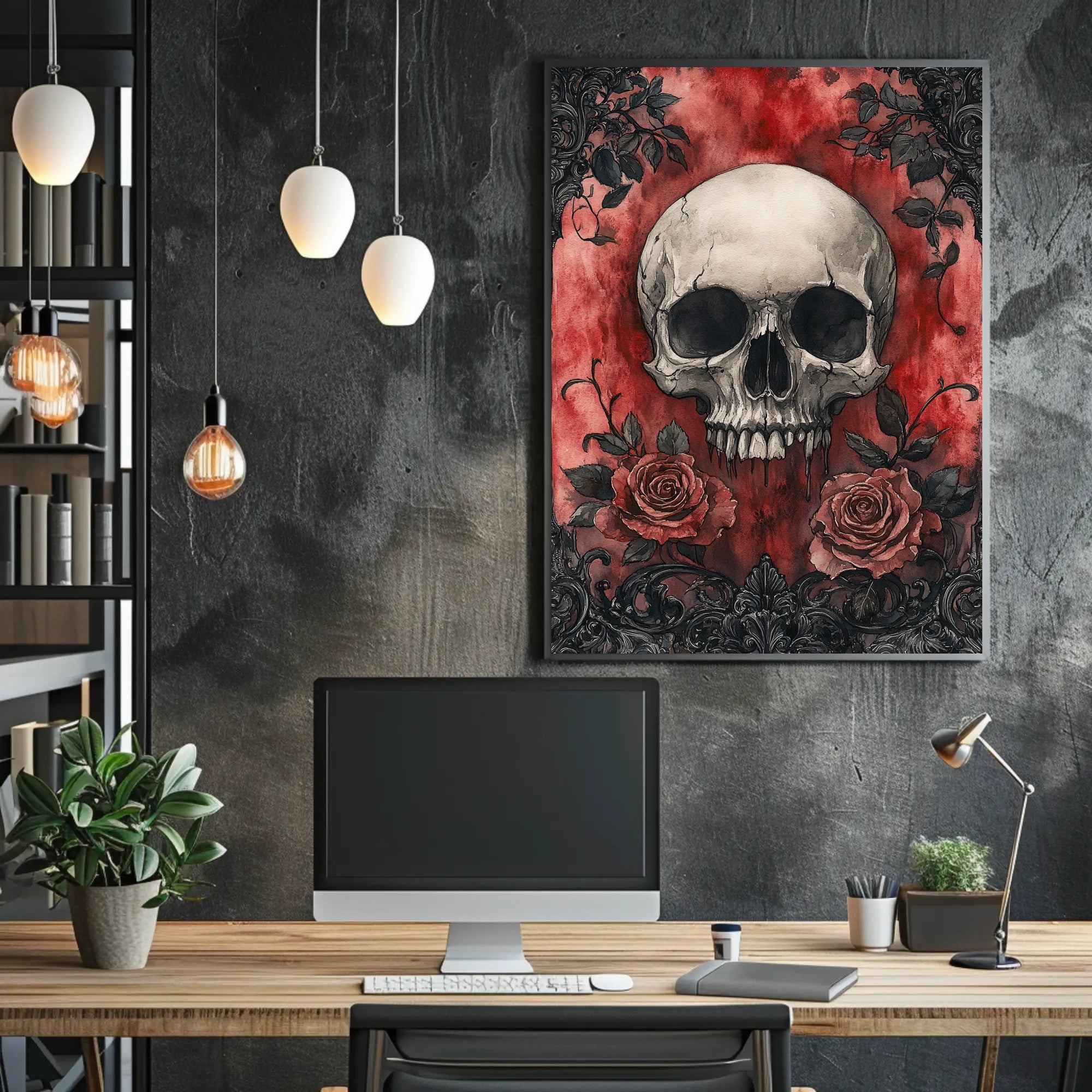 Skull And Roses Poster