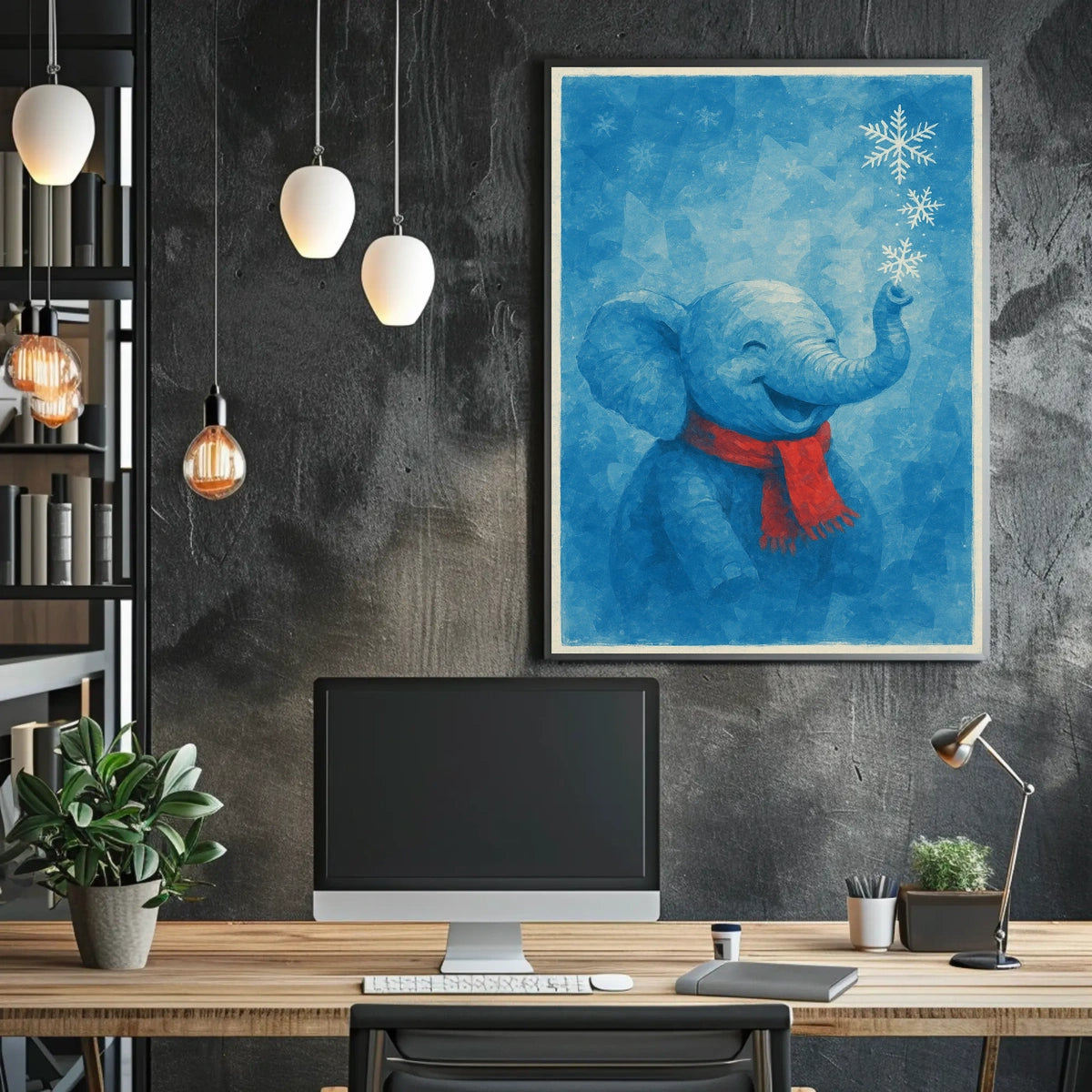 Winter Joy with Elephant Poster