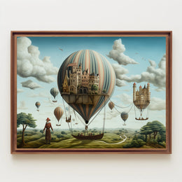 Whimsical Balloon Villages Fantasy or Mythology Poster
