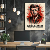 Iconic JFK Tribute Vintage Presidency Portrait Patriotic Realism Wall Art Poster