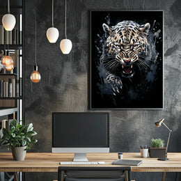 Fierce Leopard Art Poster: Dynamic Wild Energy