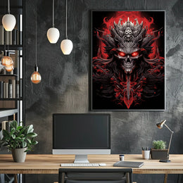 Skull with Horns Fantasy Gothic Art Poster