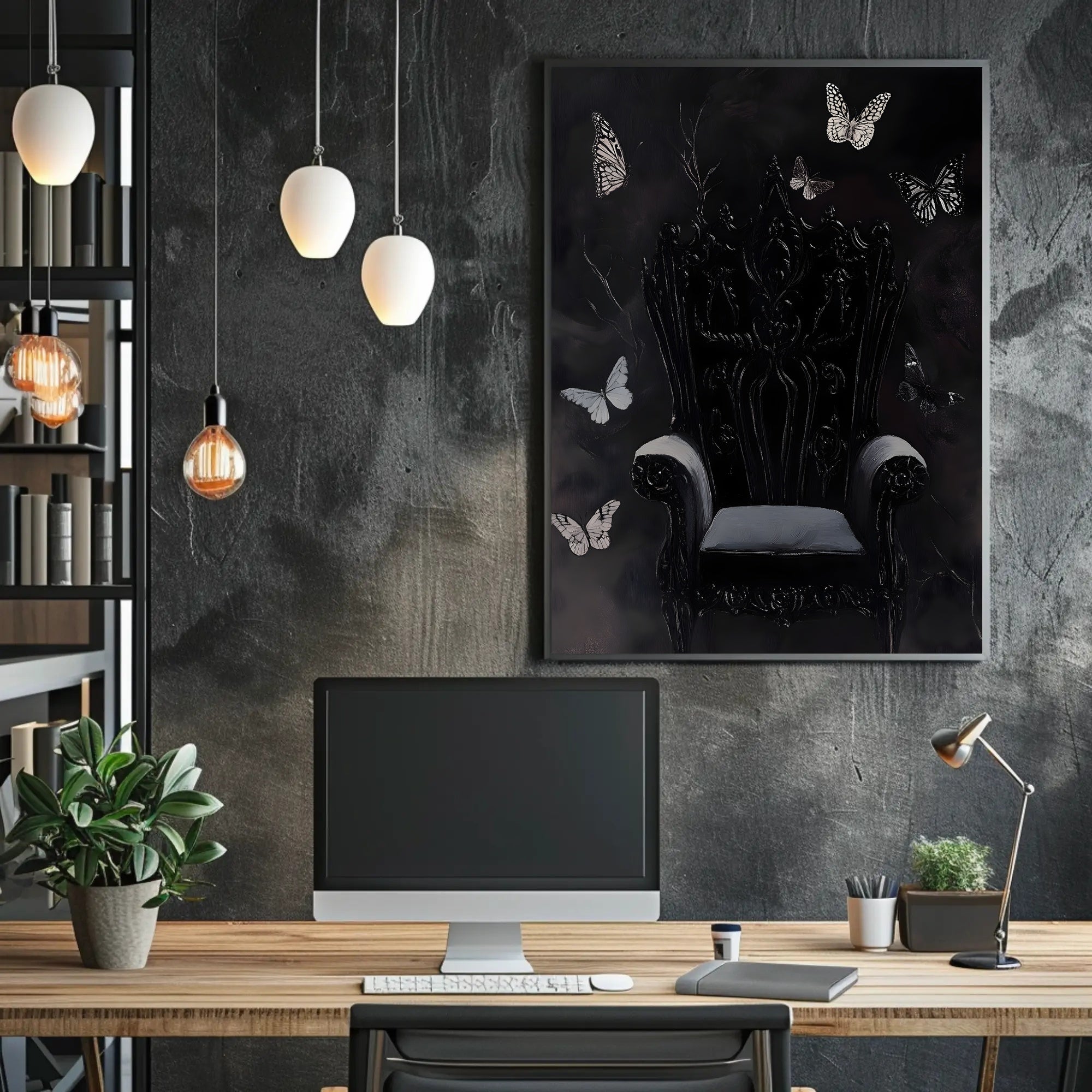 Dark Throne with Butterflies: Fantasy or Mythology Poster PosterGoat