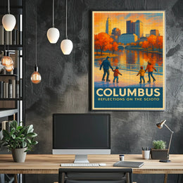 Columbus Reflections On The Scioto Poster