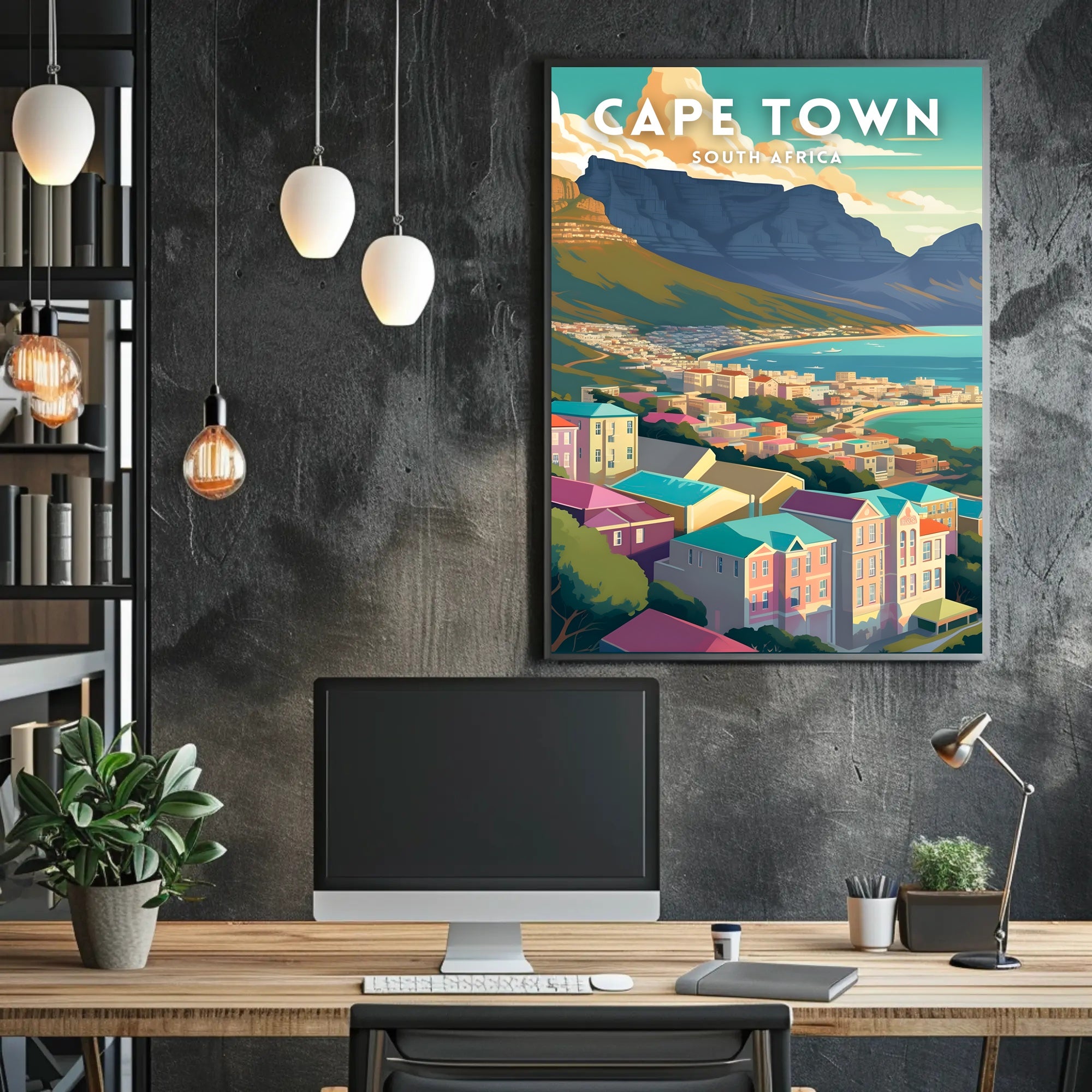 Cape Town Scenic Retro Travel Poster