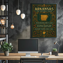 Arkansas Vintage Travel Poster Showcasing Natural Beauty
