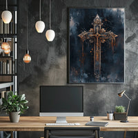 Intricate Gothic Design Cross Cultural Heritage Poster