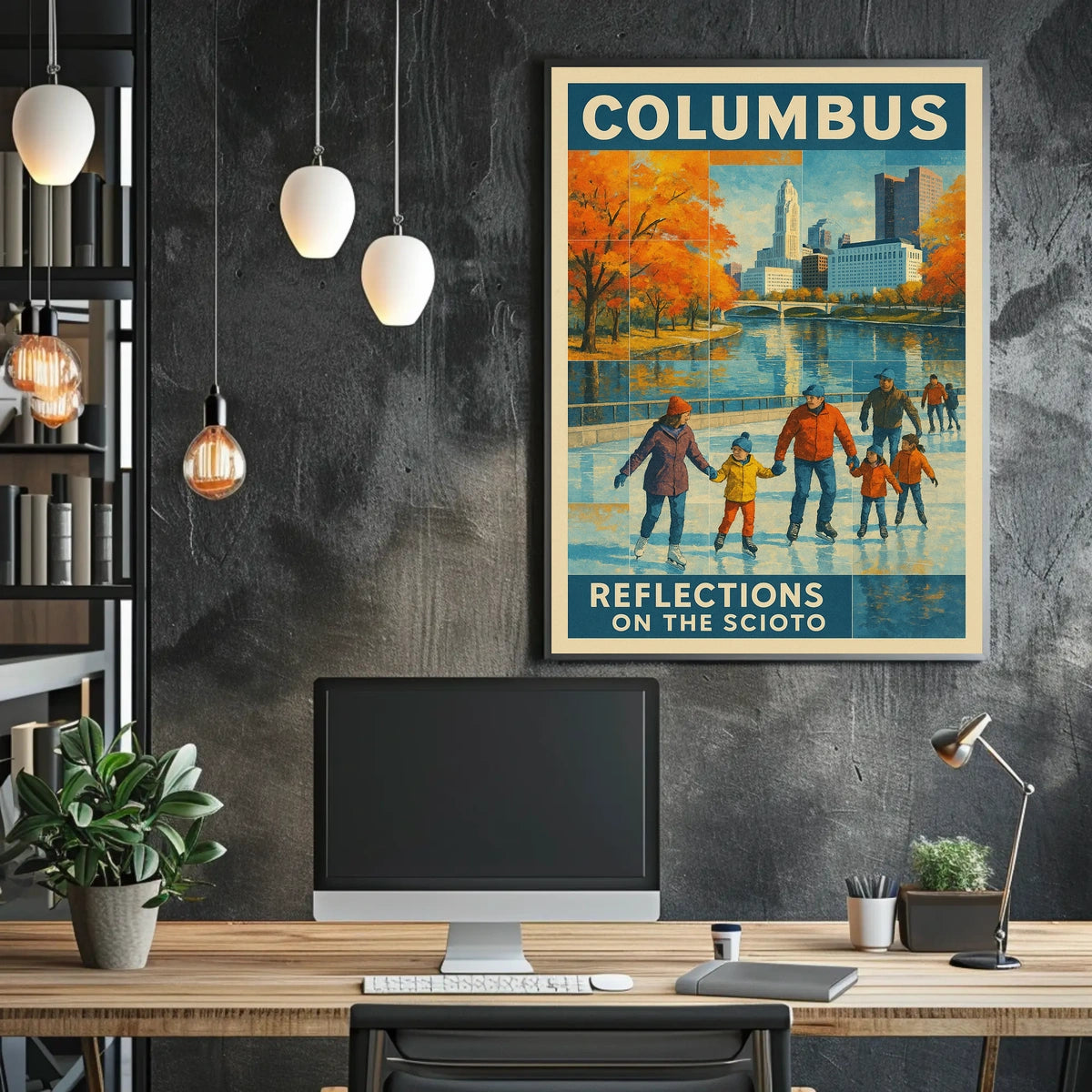 Columbus Reflections On The Scioto Poster