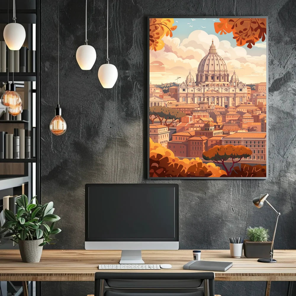 Rome's Iconic Autumn Cityscape Art Poster