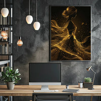 Ethereal Silhouette: Golden Gossamer Woman Art Poster