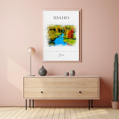 Idaho Boise Watercolor Fall Cityscape Poster