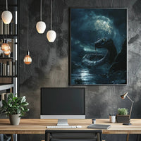 Mystical Snake Under Full Moon Fantasy or Mythology Poster PosterGoat