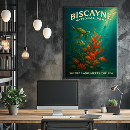 Underwater Scene Marine Life Biscayne National Park Coral Reef Poster