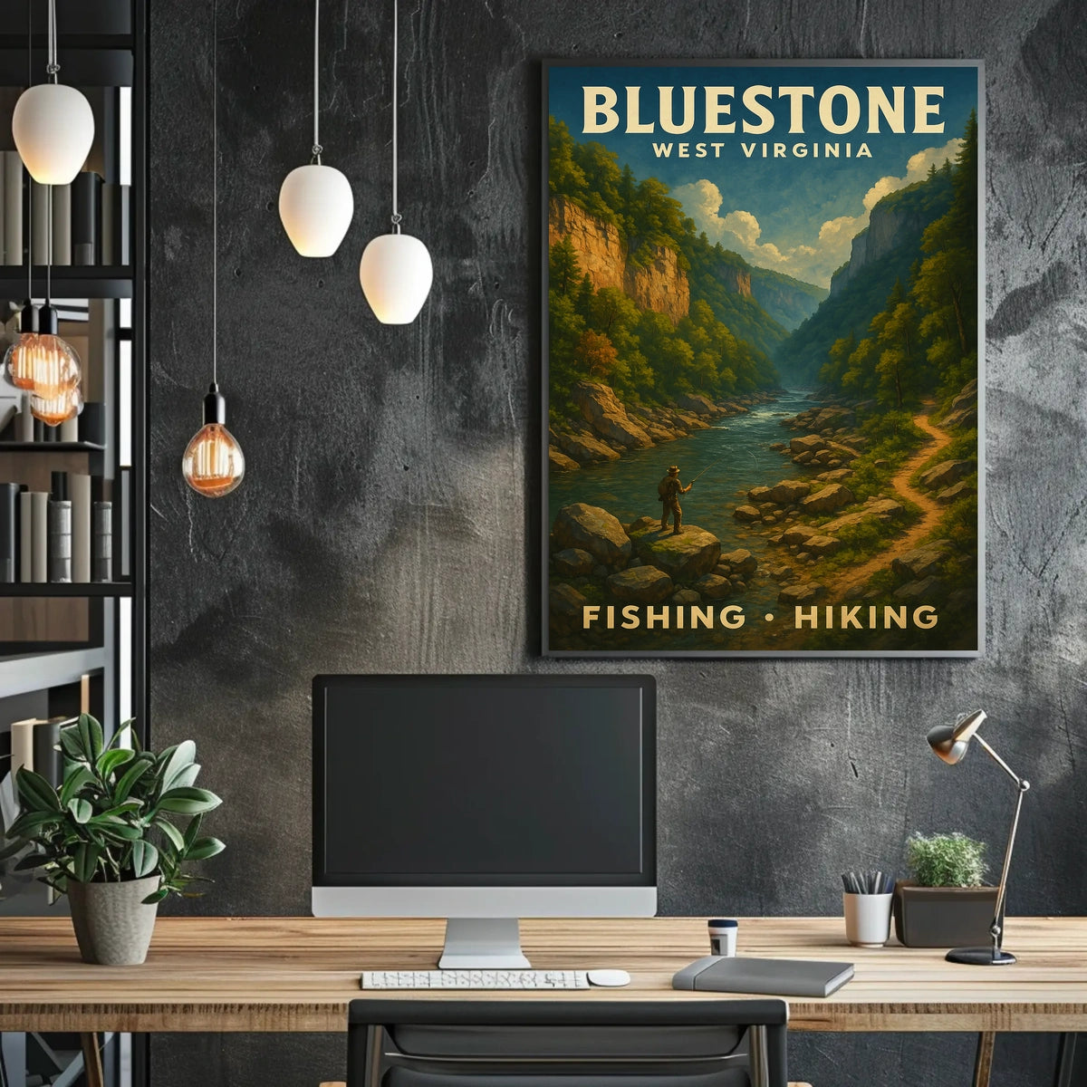 Bluestone Adventure Vintage Scenic Wanderlust Travel Poster