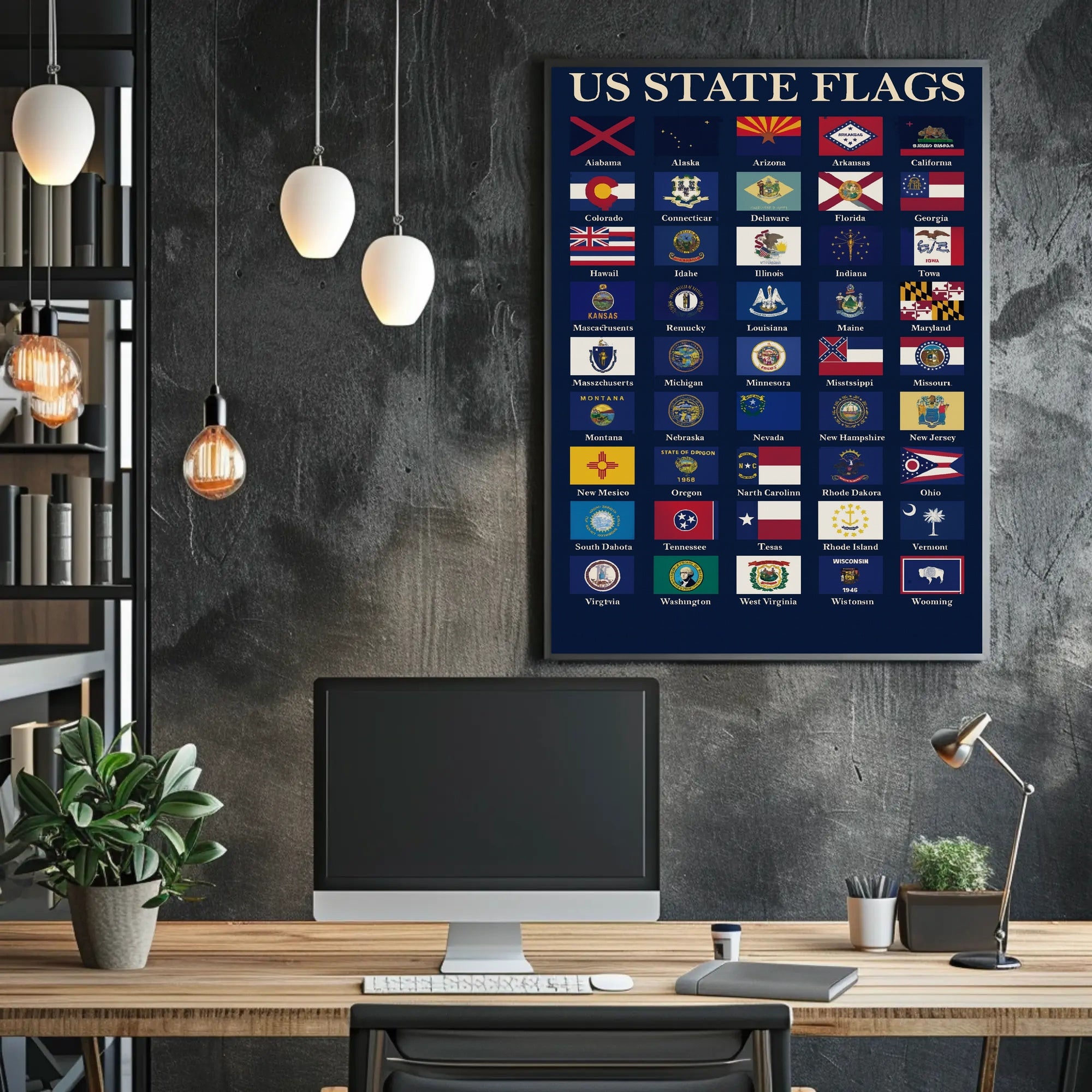 American State Flags with Playful Twist Educational or Infographic Poster