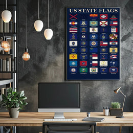 American State Flags with Playful Twist Educational or Infographic Poster