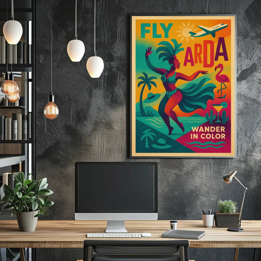 Vibrant Retro Travel Poster Tropical Vacation Escapade PosterGoat
