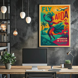 Vibrant Retro Travel Poster Tropical Vacation Escapade PosterGoat