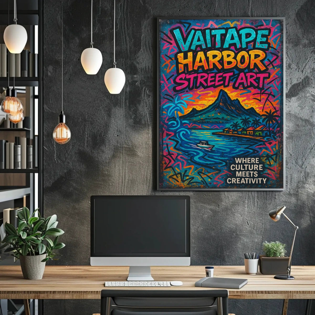 Vaitape Harbor Street Art Tropical Creativity Culture Poster