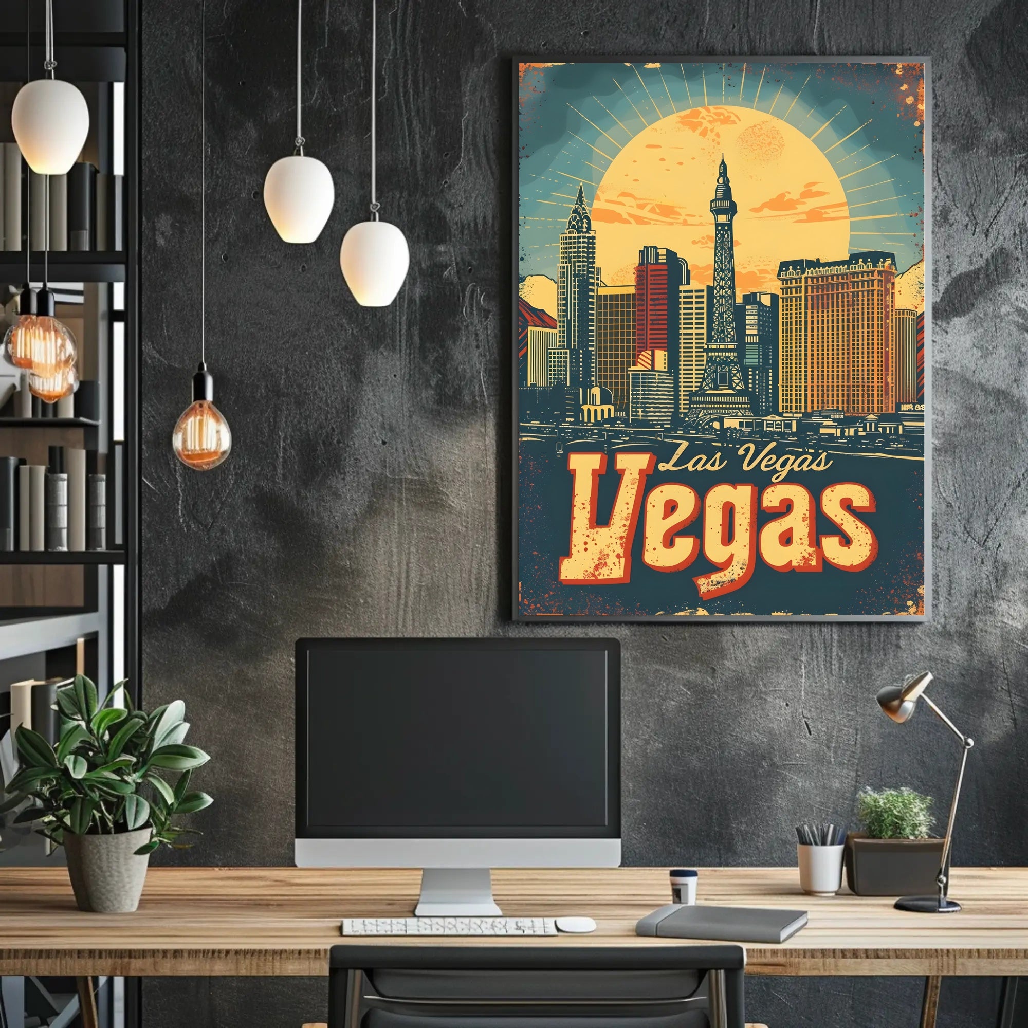 Las Vegas Skyline Poster: Vibrant Travel Art Décor Travel Poster