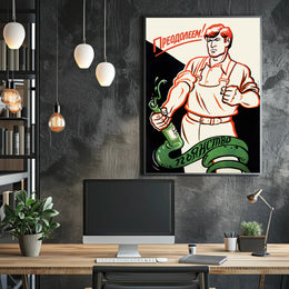 Soviet Era Anti-Alcohol Propaganda Political or Propaganda Poster