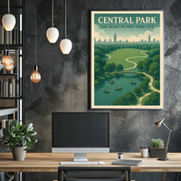 Central Park Skyline Art Travel Poster
