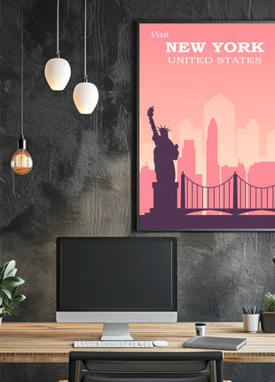 New York Landmarks Vintage Travel Poster