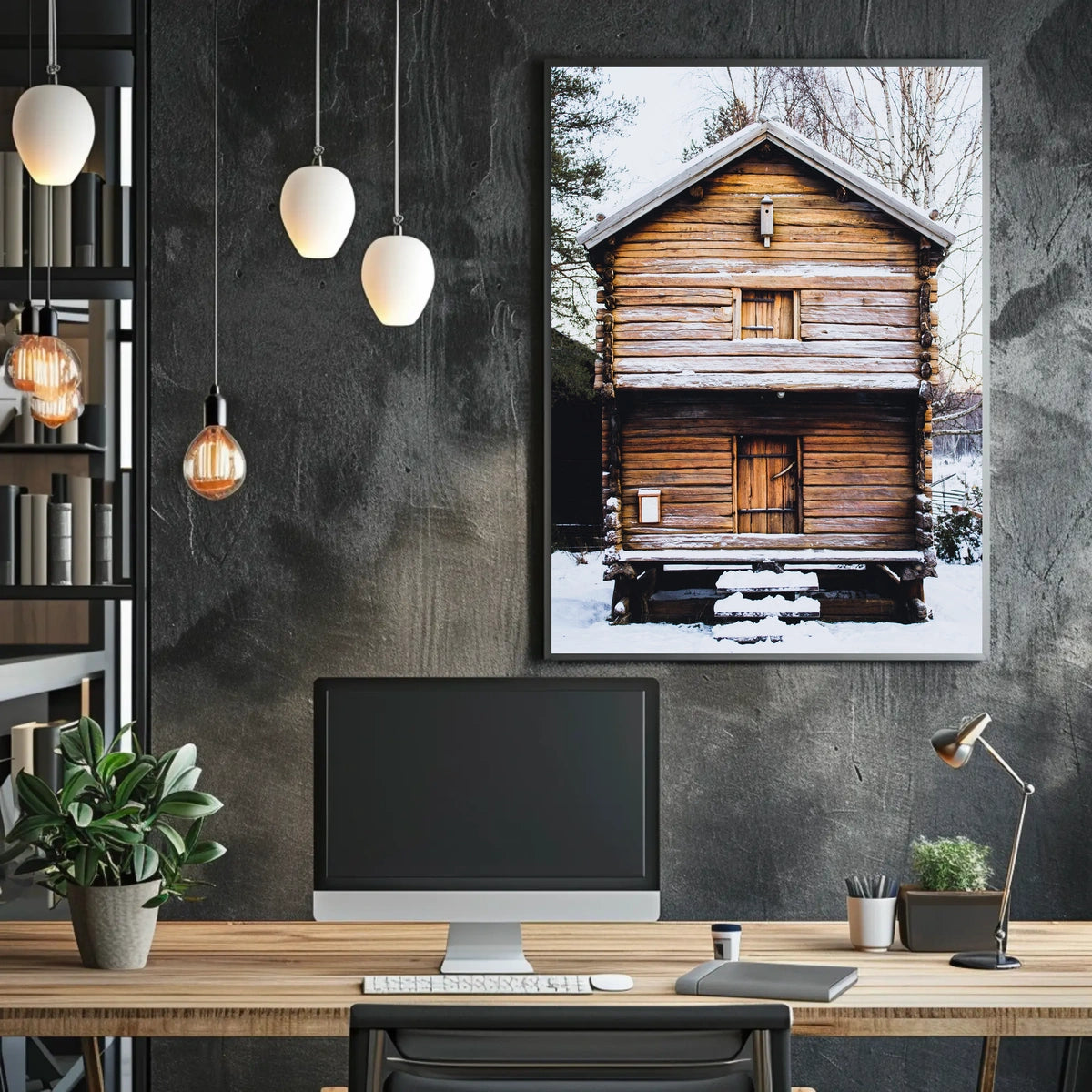 Rustic Winter Cabin Poster