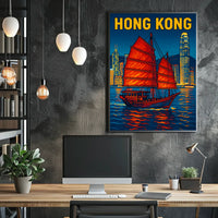 Hong Kong Harbor Scene Poster